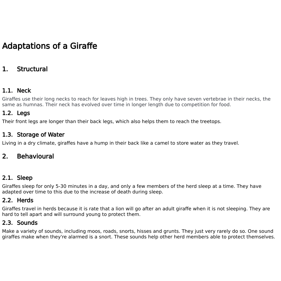 Adaptations of a Giraffe Text View